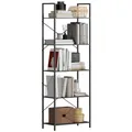 Produktbild: HOMCOM Bücherregal, Standregal mit 5 Ebenen, Industrielles Büroregal mit Metallrahmen, offenes Aufbewahrungsregal für Wohnzimmer, Büro, Arbeitszimmer, 60x30x170,5 cm, Schwarz