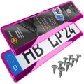 Produktbild: Kennzeichenhalter Nummernschildhalterung Auto Pink Chrom universell 520x110mm inkl. 8 Schrauben Kennzeichenhalterung Nummernschildhalter pkw 2 Stück