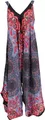 Produktbild: Boho Jumpsuit, Mandala Sommer Overall, Oversize Strand Hosenkleid - Rot/schwarz, Damen, Viskose, Hosen