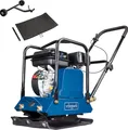 Produktbild: Scheppach Rüttelplatte HP1200S | 6,5 PS Benzinmotor | 15 kN Verdichtungsdruck | 450 x 350 mm Plattengröße | inkl. Fahrvorrichtung und Gummimatte
