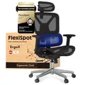 Produktbild: FLEXISPOT Ergonomischer Bürostuhl Schreibtischstuhl, 3D-Armlehnen, 3D-Kopfstütze, 5D-verstellbare Rückenlehne, Atmungsaktiver Sitz Belastbar bis 136 kg Arbeitsstuhl, ErgoX, Schwarz