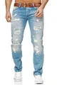 Produktbild: Redbridge Jeans – Regular Fit Denim Hose im Used Look mit Rissen – 5-Pocket Jeans für Freizeit, Streetwear & Alltag W29 L30 Hellblau