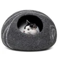 Produktbild: MEOWFIA Katzenbett aus 100% Merinowolle – Handgefilztes, Umweltfreundliches Katzenbett für Katzen & Kätzchen – Weiches Schlafbett, Warm im Winter & Kühl im Sommer, Stilvolles Design