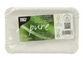 Produktbild: PAPSTAR Pappteller/Einwegteller weiß, eckig, Pure (250 Stück), 11057 & Holzgabel