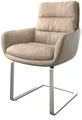 Produktbild: DELIFE Polsterstuhl Abelia-Flex, Armlehnen Freischwinger flach Edelstahl Beige Vintage