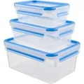 Produktbild: CLIP & CLOSE Frischhaltedosen-Set transparent/blau, 0,55 Liter, 1,0 Liter, 2,3 Liter