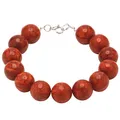 Produktbild: Armband aus Koralle Schaumkoralle Kugel 12mm & 925 Silber rot-braun glatt