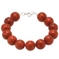 Produktbild: Armband aus Koralle Schaumkoralle Kugel 12mm & 925 Silber rot dunkelrot glatt