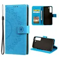 Produktbild: CoverKingz Handy Cover kompatibel mit Samsung Galaxy S22 5G - Handytasche mit Kartenfach Klapphülle - Bookcase Hülle aufklappbar Motiv Mandala Blau