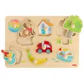 Produktbild: HABA Greifpuzzle Erste Wörter – Holzpuzzle mit großen Griffknöpfen zum erste Wörter Lernen, Farbenentdecken und Formen erkennen, ab 12 Monaten – 2011813001