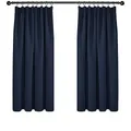 Produktbild: Deconovo Blickdicht Vorhänge Thermogardine Kälteschutz Kräuselband Gardinen Wohnzimmer, 138x117cm(HöhexBreite), Dunkelblau, 2er Set