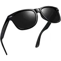 Produktbild: Joopin Schwarze Sonnenbrille Polarisiert und Klassische Sonnenbrille Herren Damen UV400 Sport mit Rechteckiger Rahmen für Fahren (Glänzend Schwarz)