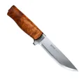 Produktbild: Helle GT 36 Messer mit Dreilagenstahl, Birkenholzgriff und brauner Lederscheide
