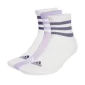 Produktbild: adidas Unisex 3-Stripes Cushioned Sportswear Mid-Cut Socks 3 Pairs, White/White/Powder Plum, 8.5-10