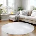 Produktbild: Carpettex Kurzflor Teppich Wohnzimmer 80 cm Rund Weiß - Runder Teppich Waschbar, Weich, rutschfest, modern einfarbig Design - für Schlafzimmer, Küche, Esszimmer