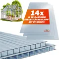 Produktbild: GARDEBRUK® 14x Doppelstegplatten 4mm Zuschneidbar 121x60,5cm Polycarbonat 10,3m² UV-beständig Klar Hohlkammerplatten Gewächshaus Platten Stegplatten