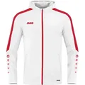 Produktbild: JAKO Unisex Kapuzenjacke Power, Farbe:weiß/rot, Größe:S - Weiß - S