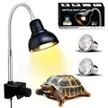 Produktbild: PewinGo Schildkröte Wärmelampe, Wärmespotlampe für Aquarium Reptil mit 2 UVA UVB Basking Spot Glühbirnen und 360°Schwenkklemme für Schildkröte, Schlange, Eidechse usw, Orangefarbenes Licht