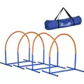 Produktbild: PawHut Hunde-Agility-Trainingsgeräte, Hund Agility Set, 4-teilges Steckhürdenset für ältere Hunde, Hundetrainigsset mit Tragetasche, Blau+Orang... - Blau/Orange
