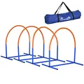 Produktbild: PawHut Hunde-Agility-Trainingsgeräte, Hund Agility Set, 4-teilges Agilityset für ältere Hunde, Hundetrainigsset mit Tragetasche, Blau+Orange, 88 x 64 x 95 cm