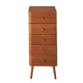 Produktbild: Calicosy Kommode mit 5 Schubladen mit abgerundeten Kanten und Füßen aus Holz – Höhe 100 cm – Retro-Stil und elegant – Kollektion Karl