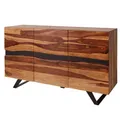 Produktbild: Riess Ambiente Massivholz Sideboard Amazonas 150cm braun Sheesham Baumkante schwarzes Metallgestell, Kommode für Dein Wohnzimmer, Anrichte