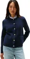 Produktbild: Tommy Hilfiger Damen Strickjacke Cardigan Co Jersey Reversible Cardi Knopfleiste, Blau (Br STP Navy/Dark Night Navy), L