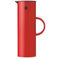 Produktbild: Stelton Isolierkanne EM77 - Doppelwandige Isolierkanne für heiße/kalte Getränke - Tee- & Kaffeekanne mit Glaseinsatz, Magnetverschluss, Schraubdeckel, Vintage-Design - 1 Liter, Rot