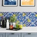 Produktbild: selbstklebende Fliesenaufkleber Möbelfolie modern 20x20cm Sizilianisch in blau mit Zitronen 12er Set