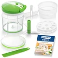 Produktbild: Genius Nicer Dicer Twist Universalzerkleinerer Set 9-teilig grün - Gemüseschneider manuell mit Seilzug, Salatschleuder & Sieb - Zwiebelschneider zum Zerkleinern + Pürieren 1000ml A29187