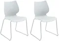 Produktbild: CLP Stapelstühle 2er Set Houma, platzsparender Stuhl, stapelbar, mit Rückenlehne, Sitzschale aus Kunststoff, stabiles Metallgestell, Farbe:weiß