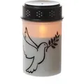 Produktbild: Marelida LED Grablicht Grabkerze Taube Friedhof Trauerlicht Gedenklicht 12cm Timer Weiß