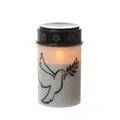 Produktbild: LED Grablicht Taube Grabkerze Trauerlicht Gedenklicht Friedhofkerze batteriebetrieben aus Kunststoff (1x Taube 12cm)