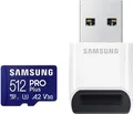 Produktbild: Samsung PRO Plus MB-MD512SB - Flash-Speicherkarte - 512 GB - A2 / Video Class V30 / UHS-I U3 / Class10 - microSDXC UHS-I - Blau
