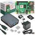 Produktbild: Raspberry Pi 4 Starterkit, 64GB microSDHC inkl. Pi OS, Gehäuse, Netzteil, HDMI-Kabel und Zubehör - RAM: 1GB - Farbe: schwarz - Schwarz