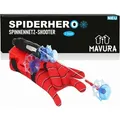 Produktbild: SPIDERHERO Spinnennetz Shooter Handschuhe Kostüm Spielzeug Superhelden, Cosplay Dart Launcher Blaster Handschuh für Kinder (2er Set) - Rot