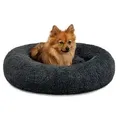 Produktbild: lionto Hundebett aus Plüsch in Donut-Form, 60 cm Durchmesser, dunkelgrau