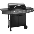 Produktbild: TAINO BBQ Gasgrill BASIC 4+1 Grillwagen 4 Edelstahl-Brenner + Seitenkocher Schwarz mit Deckel und Ablage - Schwarz