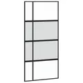 Produktbild: vidaXL Schiebetür, Glasschiebetür mit Metallrahmen, Schlank Glastür Tür mit Zubehör, Innentür Zimmertür, Schwarz 102,5x205 cm Hartglas Aluminium