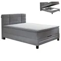 Produktbild: Boxspringbett - silber - Staukasten - LED-Beleuchtung - 140x200 cm Doppelbett