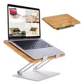 Produktbild: HENNEZ Laptop Ständer Holz höhenverstelbar - Notebook Ständer/MacBook Ständer - Laptop Halterung , Erhöhung für Schreibtisch - Laptop Ständer