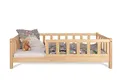 Produktbild: Alije Kinderbett Bett mit Rausfallschutz 120x200cm Latternost Bettgestell aus Kiefer Holz für Haus Kinder Jungen & Mädchen - Holzbett Baby Kinderzimmer Junge Deko