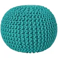Produktbild: HOMESCAPES Runder Strickpouf 100% Baumwolle, petrol