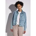 Produktbild: Jeansjacke STREET ONE, Damen, Gr. 44, blau (light blau authentic wash), Jeans, 100% Baumwolle, unifarben, normal normal, V-Ausschnitt, Manschette, Jacken Jeansjacke, mit Knopfleiste