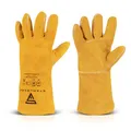 Produktbild: STAHLWERK Schweißerhandschuhe Echtleder – Hitze- und feuerbeständige Schweißhandschuhe für Schweißen und Plasma mit Unterarmschutz, hohe thermische & mechanische Belastbarkeit, Einheitsgröße (35 cm)
