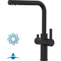 Produktbild: Vizio - 4 Wege Wasserhahn Küchenarmatur Spültischmischer, Schwarz Matt Mit 360° Schwenkbarem L-auslauf - Vzfc Linie