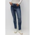 Produktbild: Slim-fit-Jeans STREET ONE, Damen, Gr. 33, Länge 30, blau (dunkelblau random), Jeans, 89% Baumwolle, 8% Polyester, 3% Elasthan, unifarben, lang, Jeans Slim-fit-Jeans, High Waist