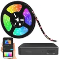 Produktbild: Luminea Home Control Hintergrundbeleuchtung: HDMI-TV-Sync-Box für Ambiente-Licht, RGB-IC-LEDs, 4K UHD, WLAN, 55–65