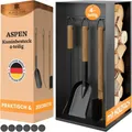 Produktbild: BLACK OAK ASPEN Kaminbesteck 4-tlg Ofenbesteck Holzgriffe mit Holzfach 66cm