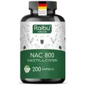 Produktbild: Raibu NAC 800 Kapseln hochdosiert (200 Kapseln x 800mg) I NAC Acetyl L-Cystein in bester Qualität ohne Zusätze in Deutschland produziert